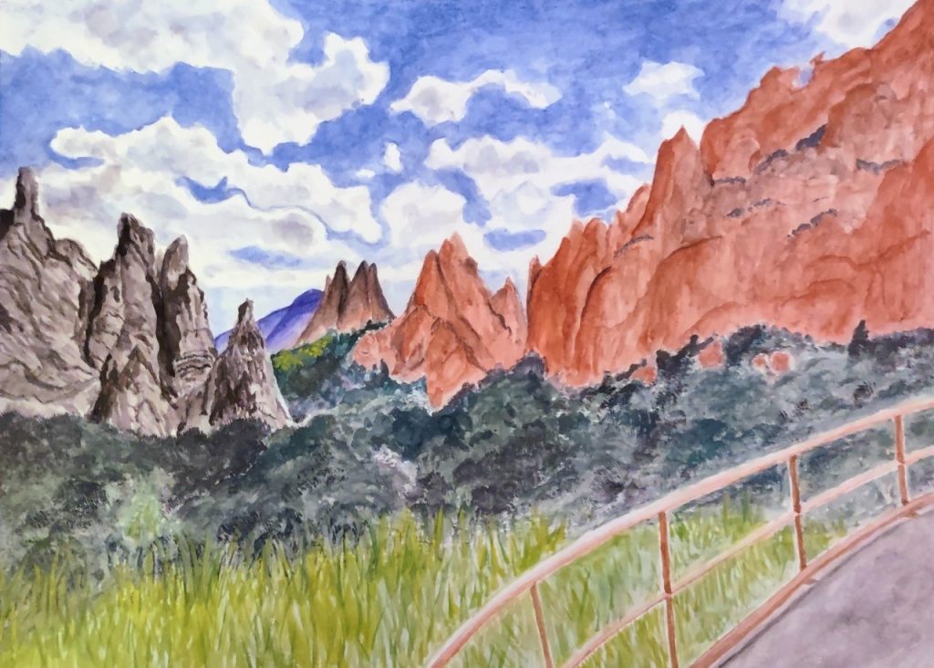 "Garden of the Gods in Colorado Springs" (watercolor on watercolor paper), 11x14 - NFS