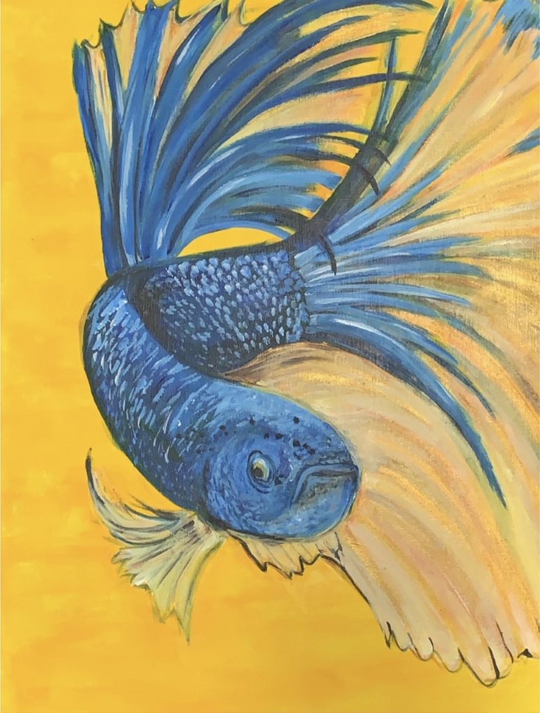 Blue Fish (acrylic, 18x24) - NFS