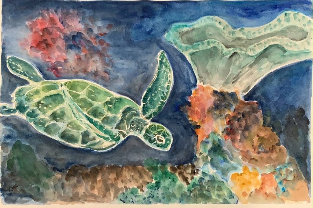 Coral Sea (watercolor, 15x22) - NFS