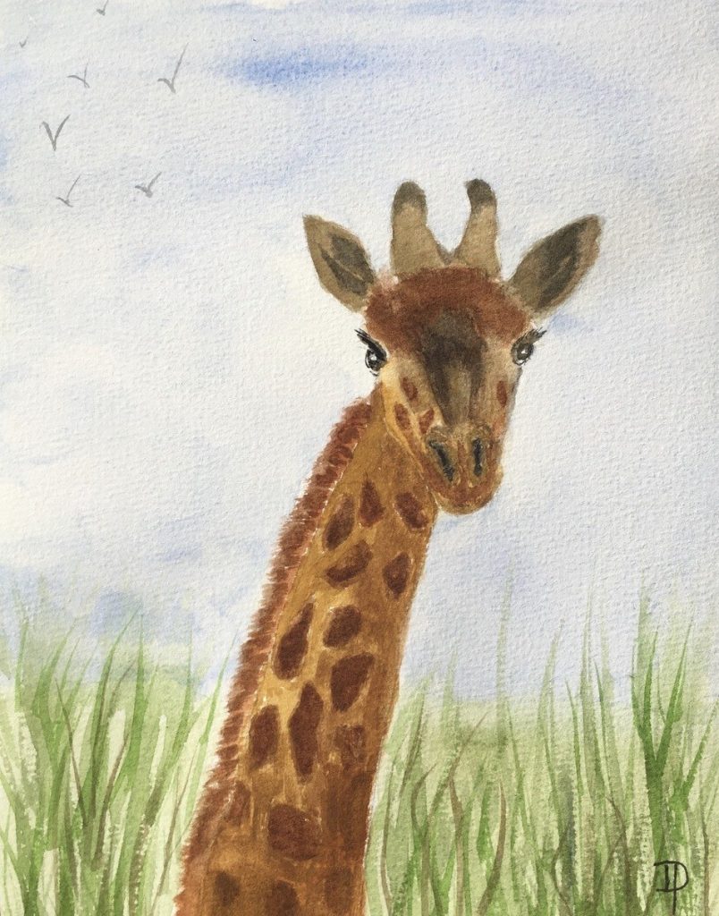 "Giraffe" (watercolor on paper), 9x7 - NFS