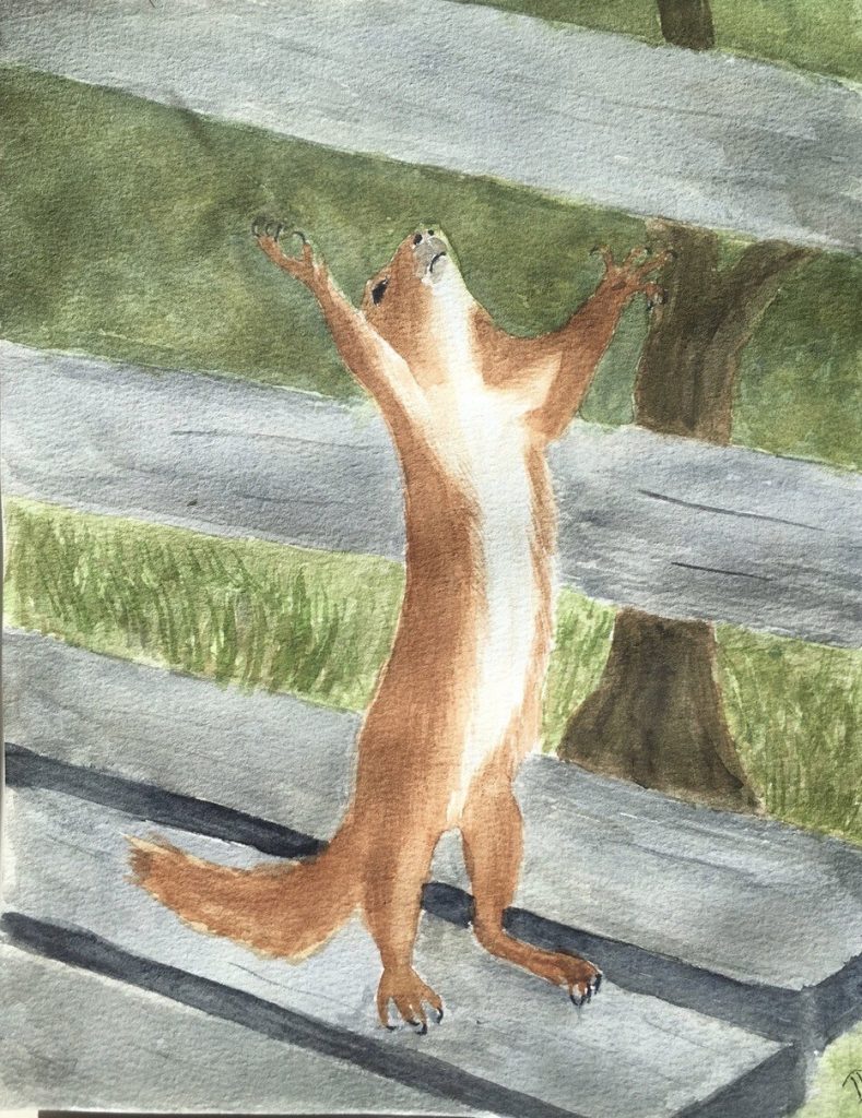 "Happy Chipmunk" (watercolor on paper), 8x10 - NFS