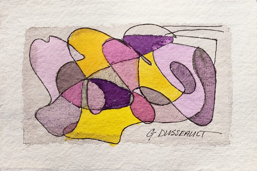 Inter-Twined (watercolor on handmade paper, ~4x6) - $40