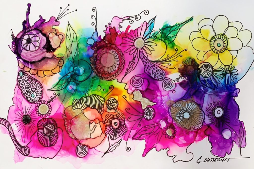 Psychedelic Garden (alcohol ink on paper, 6x9) - $50