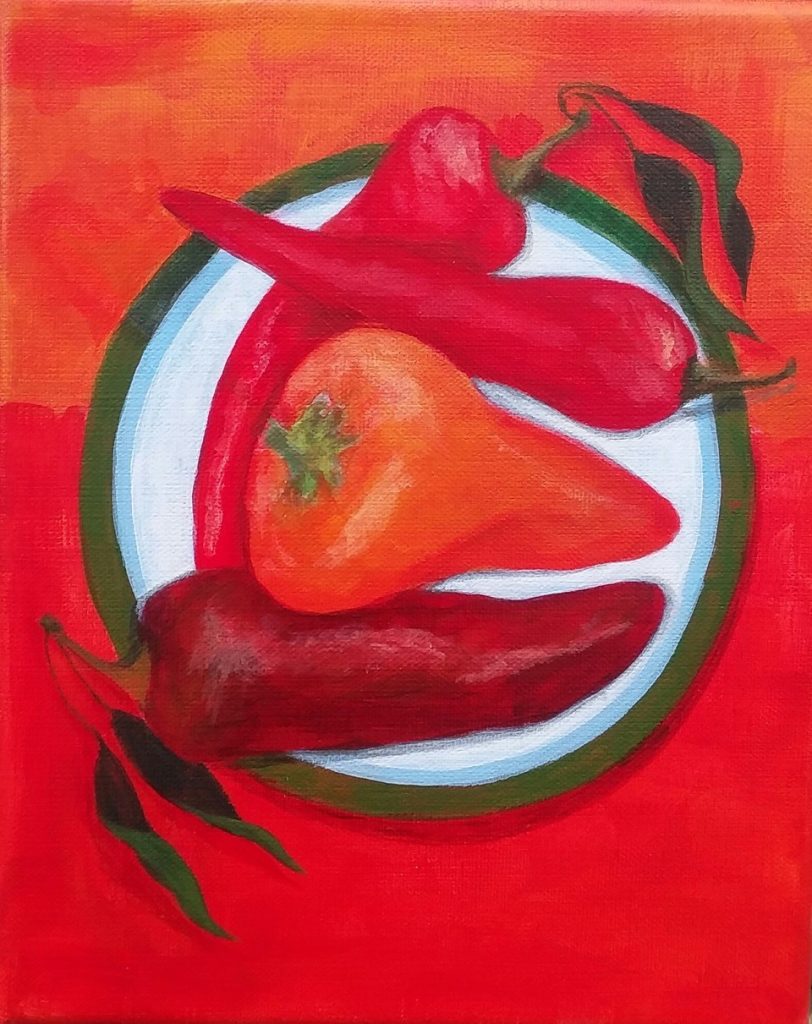"Garden Peppers" (acrylic on canvas), 8x10 - NFS