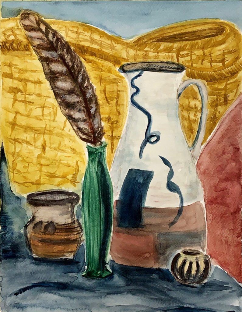 "Still Life with Alice’s Pitcher" (watercolor on paper), 10x13 - NFS
