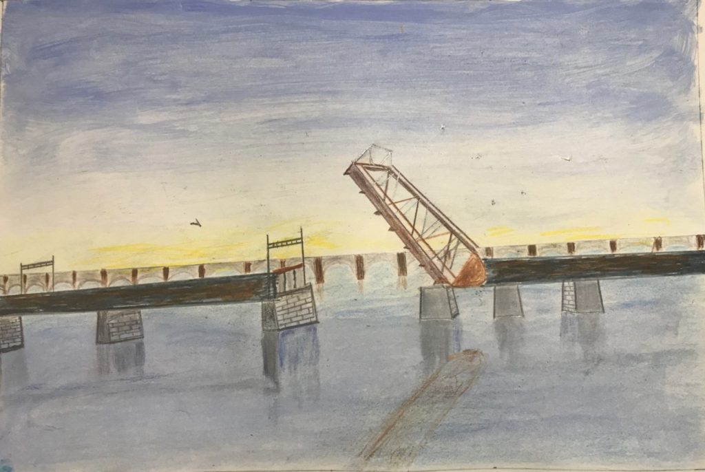 Crook Point Bridge (acrylic and pencil, 9x12) - Price Negotiable