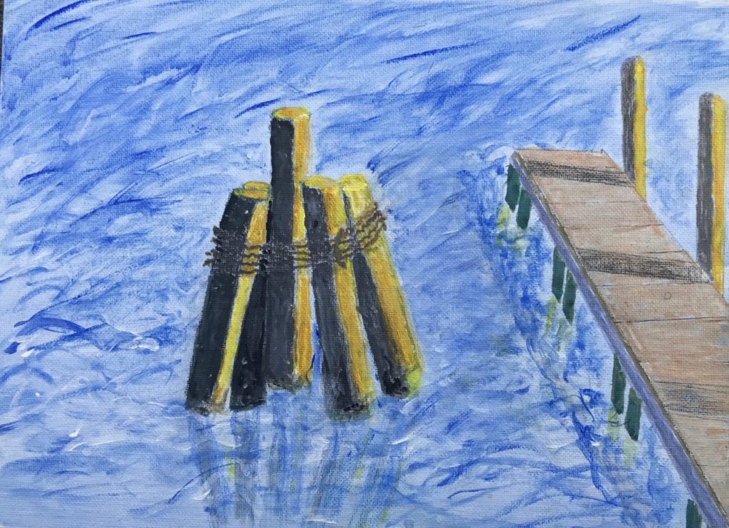 Piling and Pier (acrylic on canvas, 9x12) - Price Negotiable