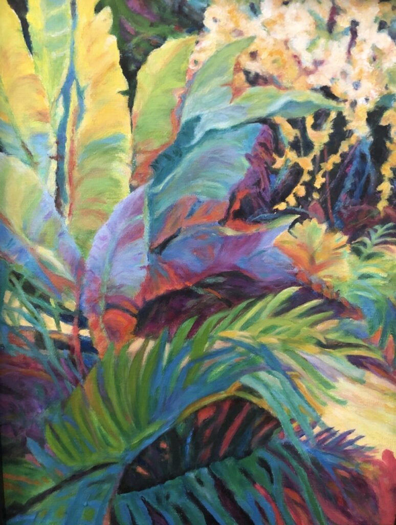 Tropical Garden, Homage to Mary Jane Schmidt (oil on canvas), 8x10 - NFS