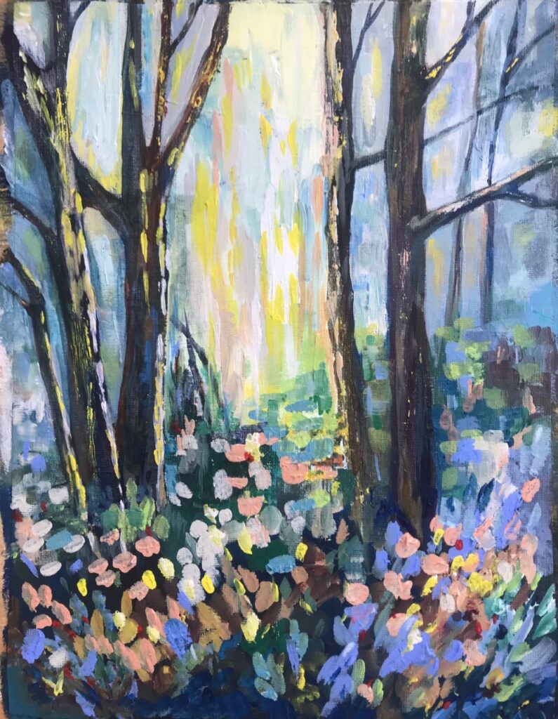 Sunlit Forest (acrylic on canvas), 9x12 - NFS