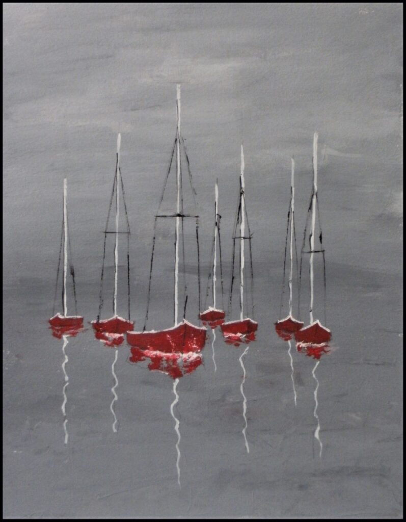 Sailboats (oil and acrylic on canvas), 11x14 - NFS