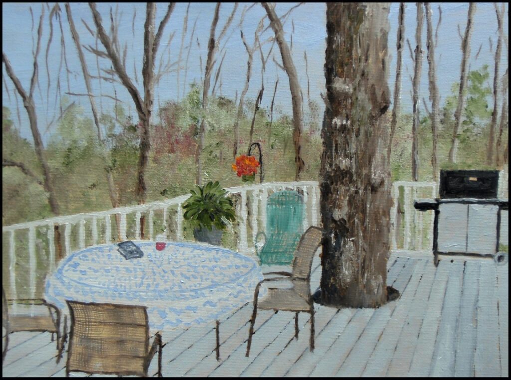 The Tree Deck (oil on canvas), 9x12 - NFS