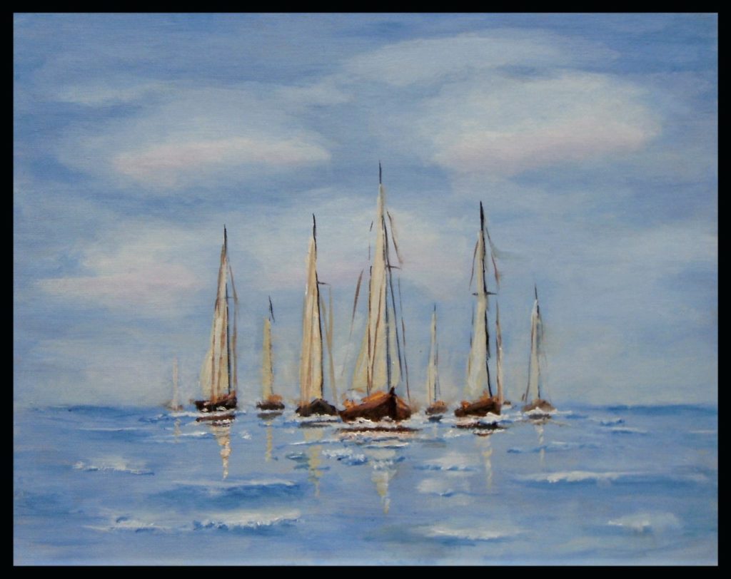 Sailing Fleet (oil on canvas panel, 11x14) - $80