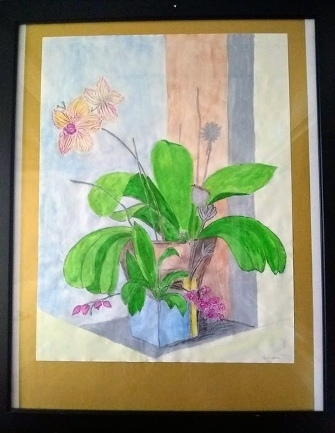 Orchid Mix (watercolor, wax crayon, charcoal), Price negotiable
