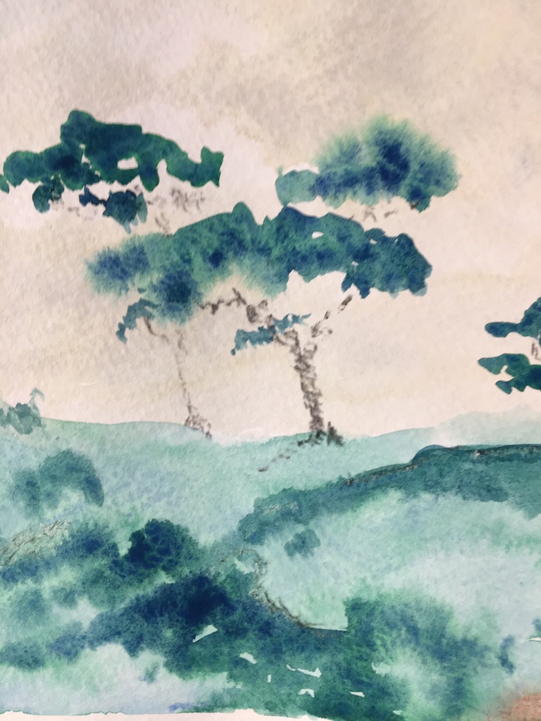 Trees at Yoshiwara (watercolor), SOLD