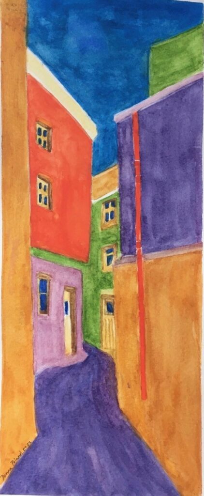 Side Street (watercolor on paper), 5x12 - NFS