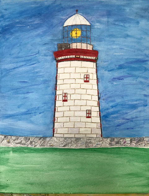 Loophead Light, County Clare (colored pencil, acrylic), NFS