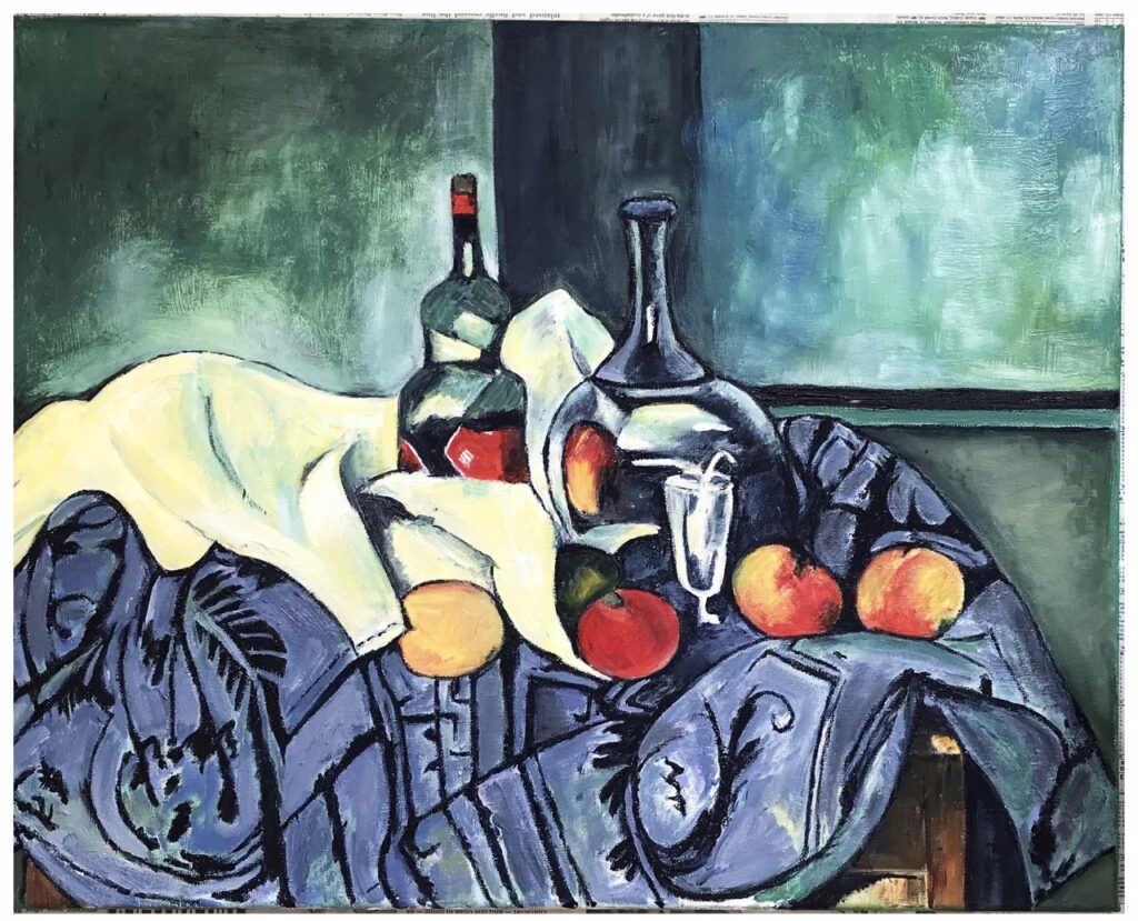 After Paul Cezanne - Still Life with Peppermint Bottle (oil on wrapped canvas), 16x20 - NFS