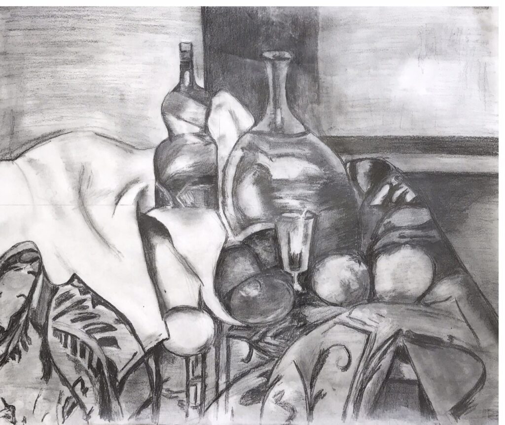 Value Study of Paul Cezanne's Still Life with Peppermint Bottle (pencil on tracing paper), 14x20 - NFS