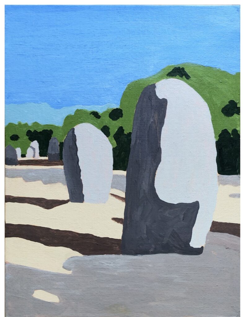 Almendres Chromlech Stones, Portugal (acrylic on canvas board), 10x12 - $75