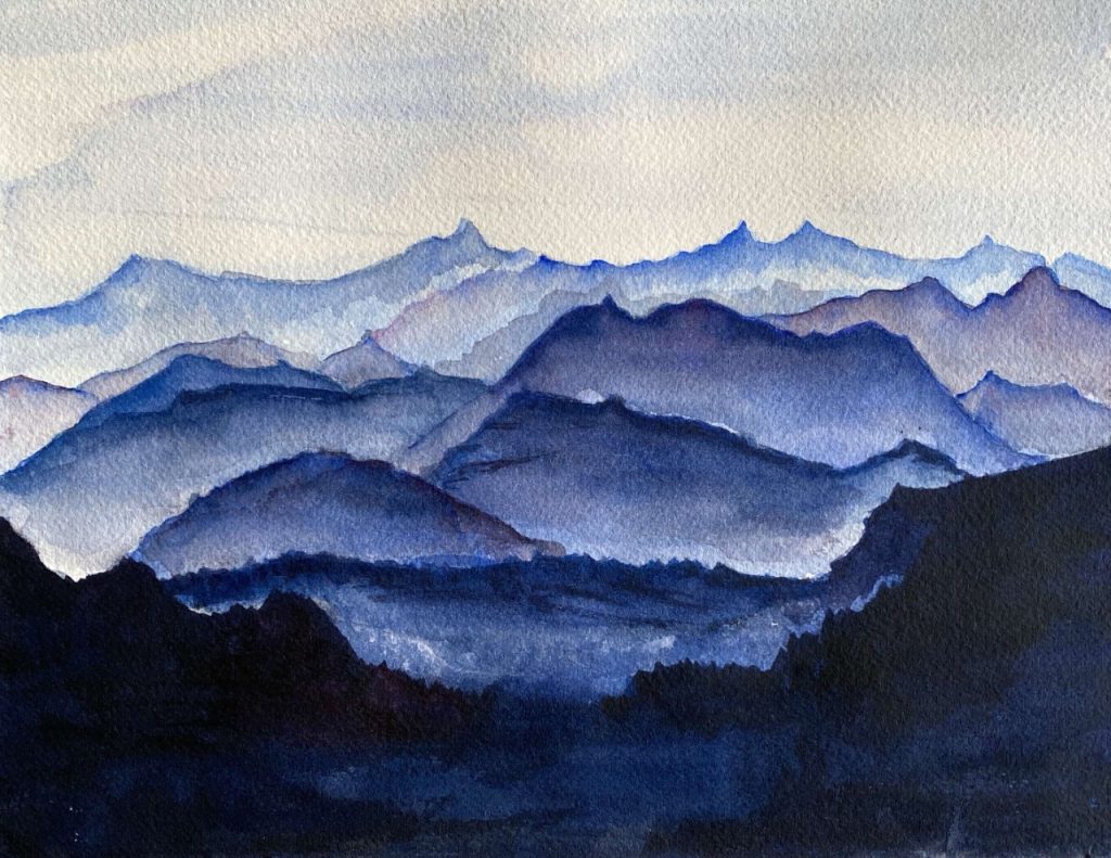  Mountains (watercolor on paper), 8x10 - NFS