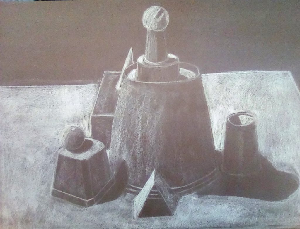 Studio still life (charcoal on paper), 22x30 - NFS