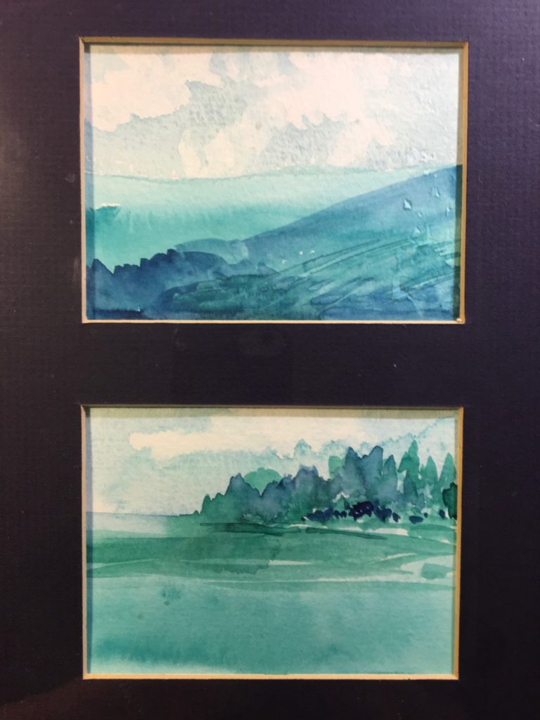 Blue Hills I and II, Diptych (watercolor, 9x12) - NFS