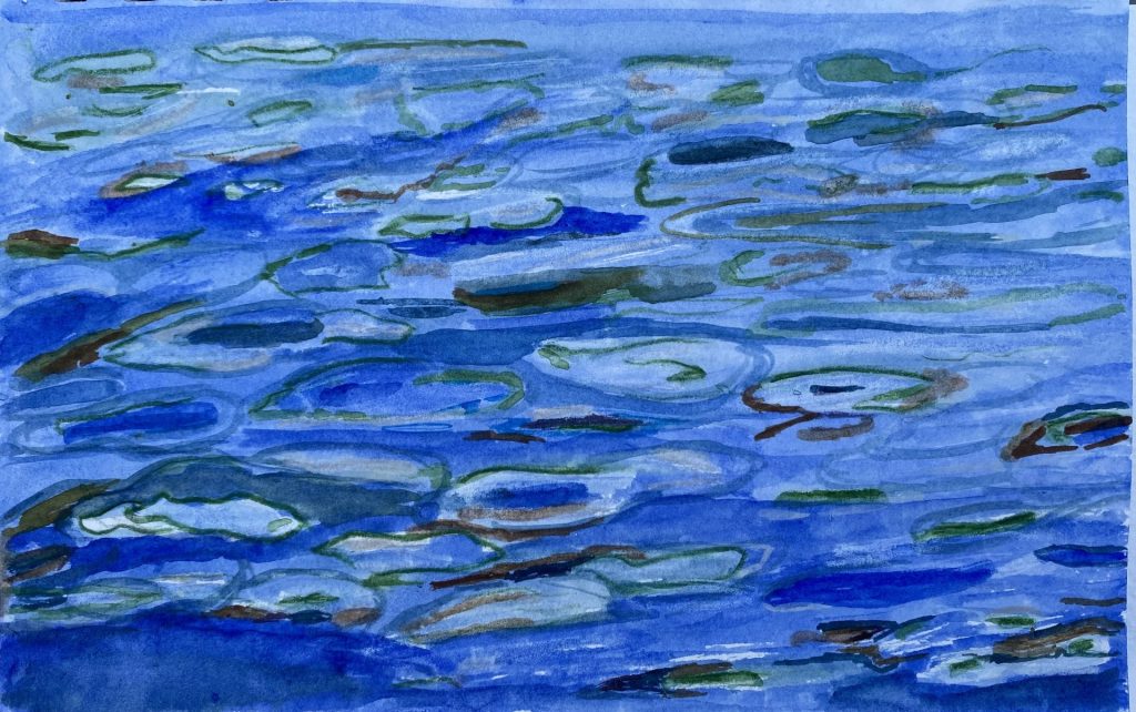 "Water Reflections," 5x8", watercolor on paper, NFS