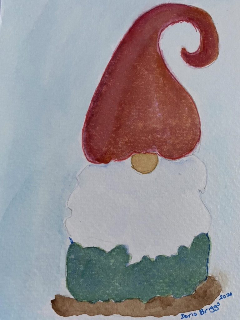 Merry Gnome (watercolor), 4 x 6 - NFS