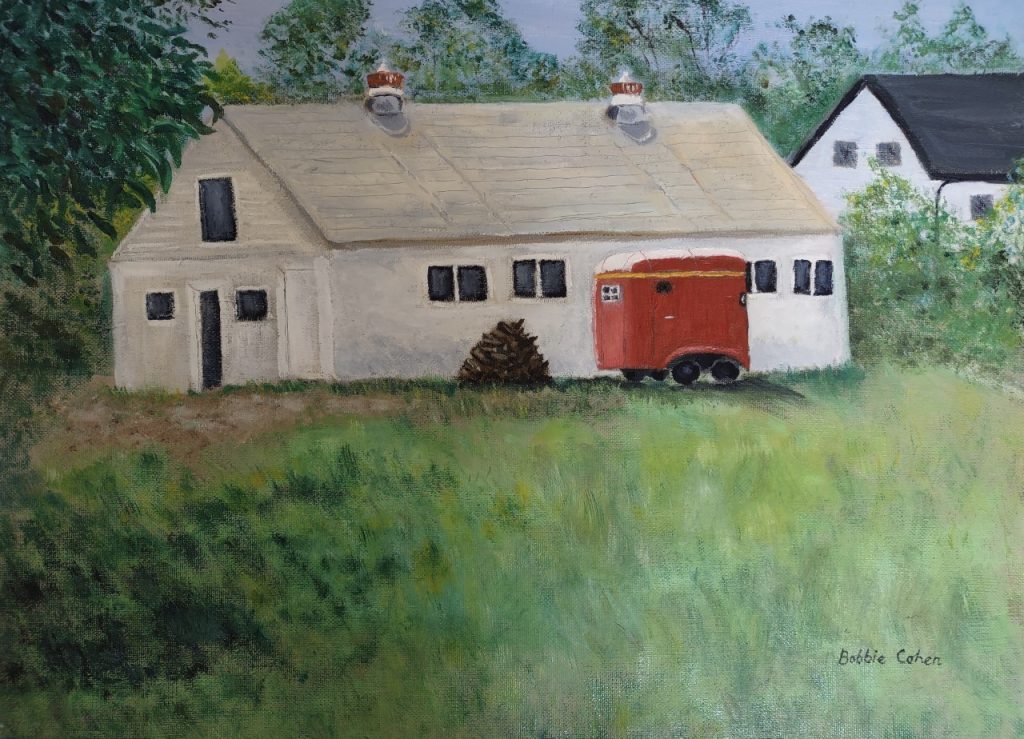 At the Farm (oil on canvas board), 14x18 - NFS