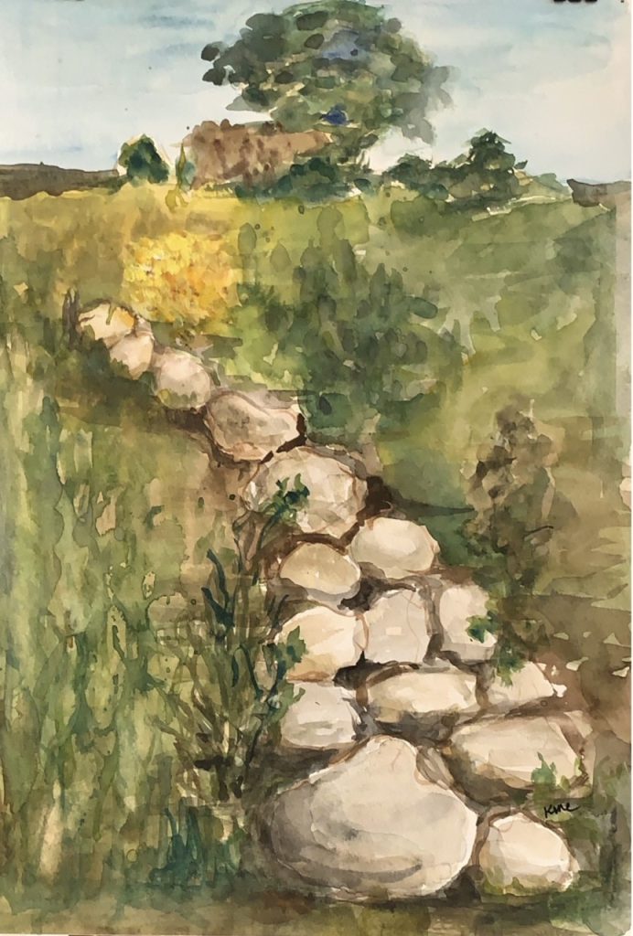 Stone Wall (watercolor on paper), 11x15 - NFS