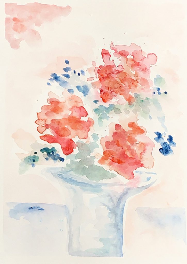 Pink Flowers (watercolor),11 x 15 - NFS