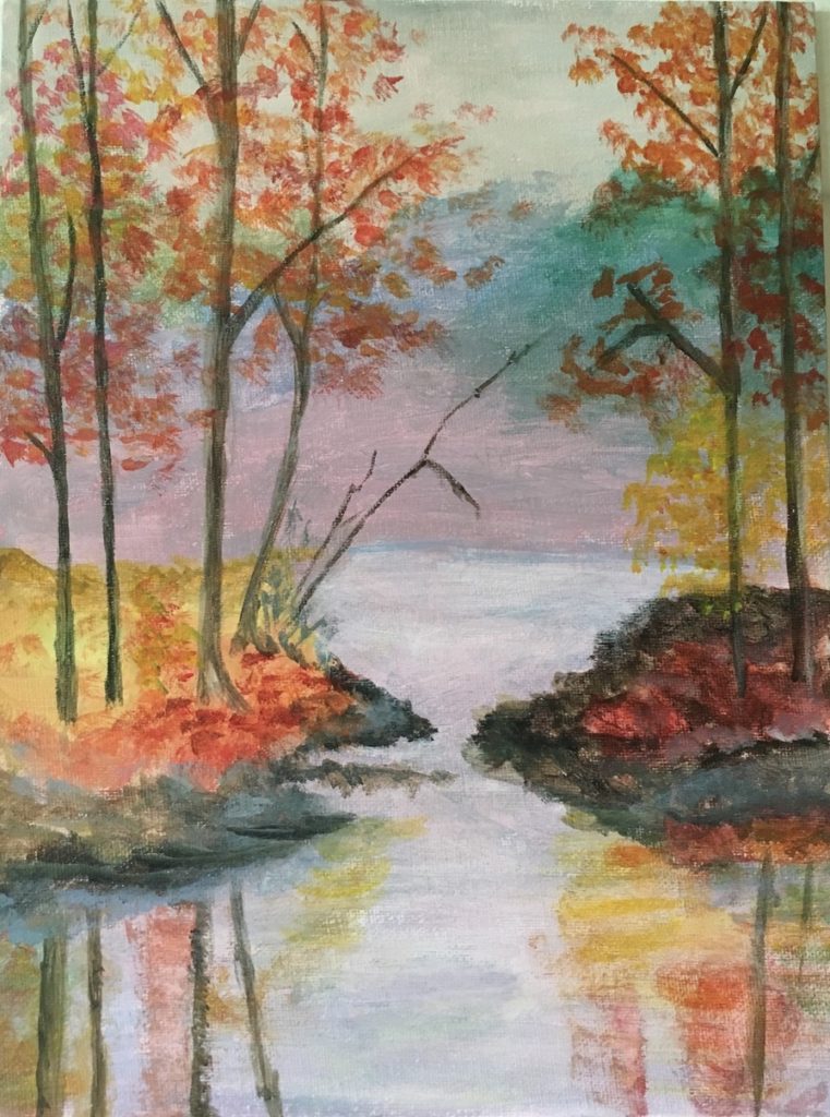 "Autumn by the Lake" (acrylic), $60