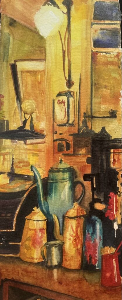 Tea or Coffee (watercolor, 7x16) - NFS