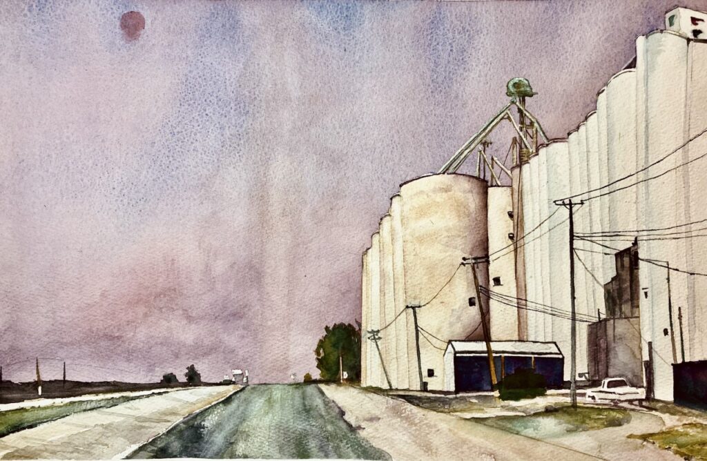 Rt 66, Illinois (watercolor, 12x18) - NFS