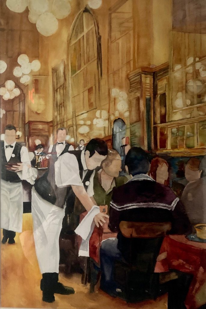 "Working Elegance in old Paris" (watercolor on Arches cold press), 22x26" - NFS