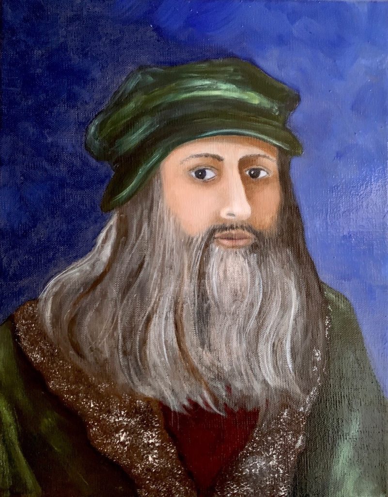 "Portrait of Leonardo da Vinci" (oil on linen), 11x14" - NFS