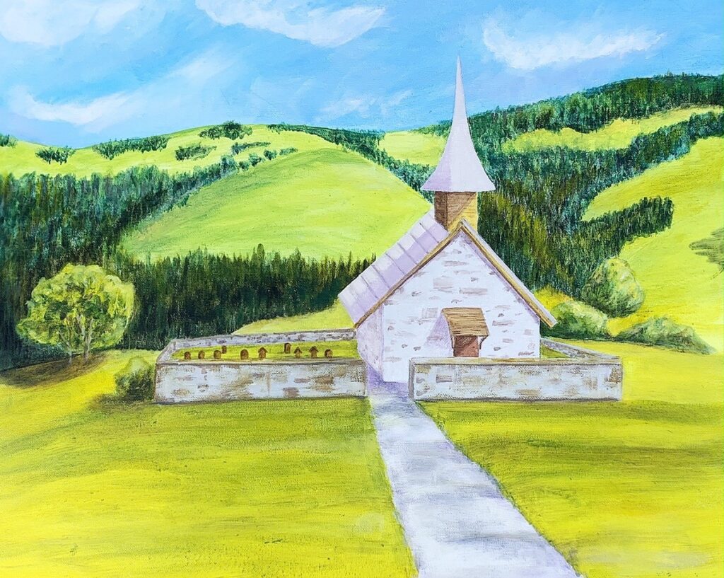  Chapel in the Swiss Alps (acrylic on canvas, 16x20) -  NFS