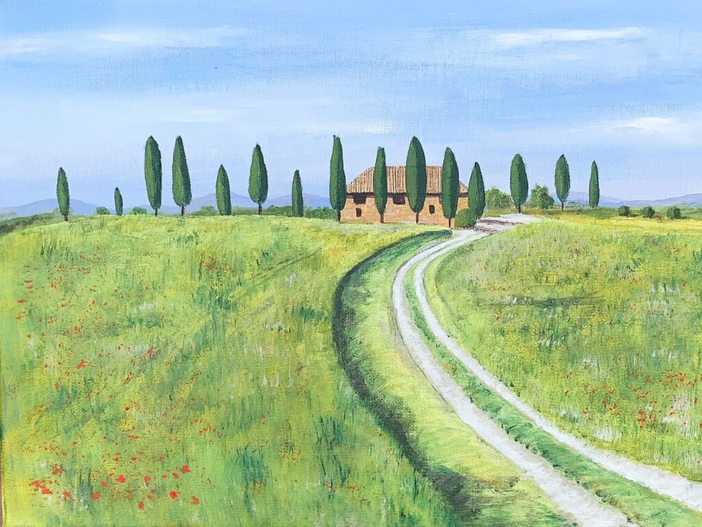 Tuscan Villa (acrylic on canvas, 11x14) - NFS