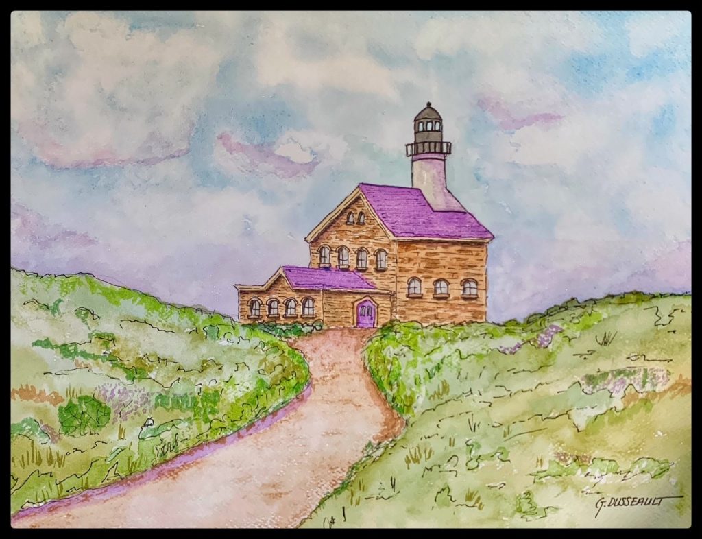 North Light Block Island (watercolor on paper), 9x12 - NFS