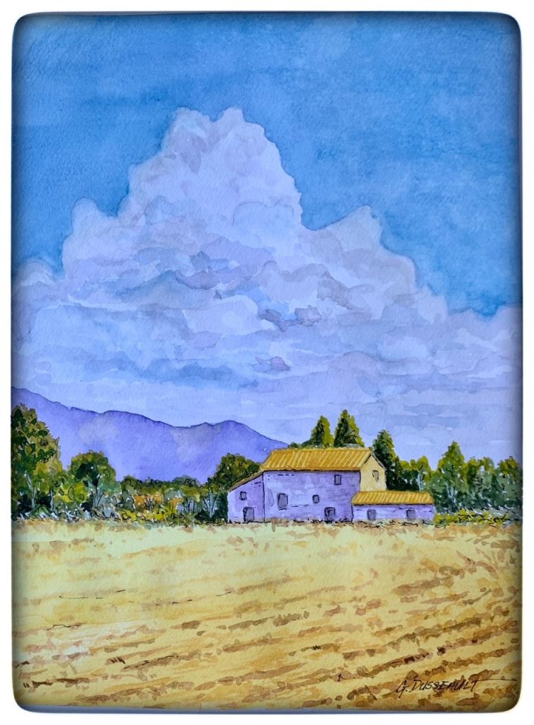 Farmhouse (watercolor on paper), 9x12 - $65