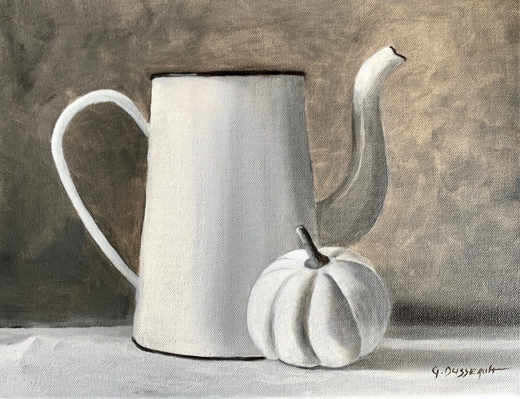 Still life in grisaille (oil on canvas), 11x14” - NFS