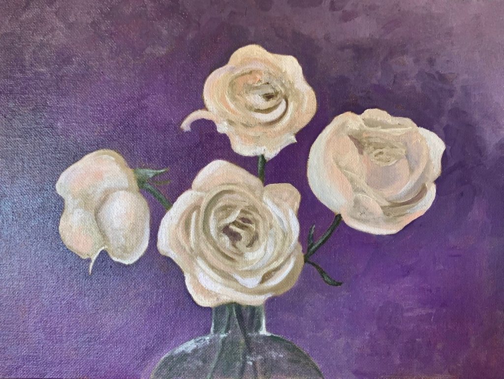 "Pink Roses" (oil on canvas board), 11x14” - NFS