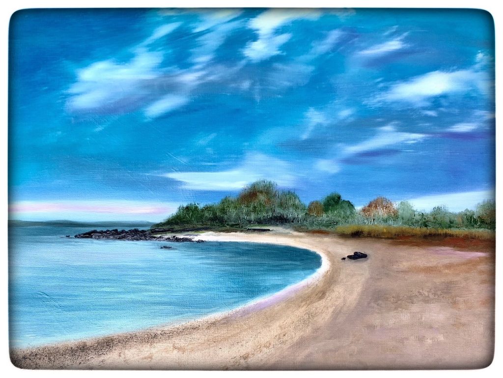 "Beach at Rocky Point" (oil on canvas), 18x24" - NFS