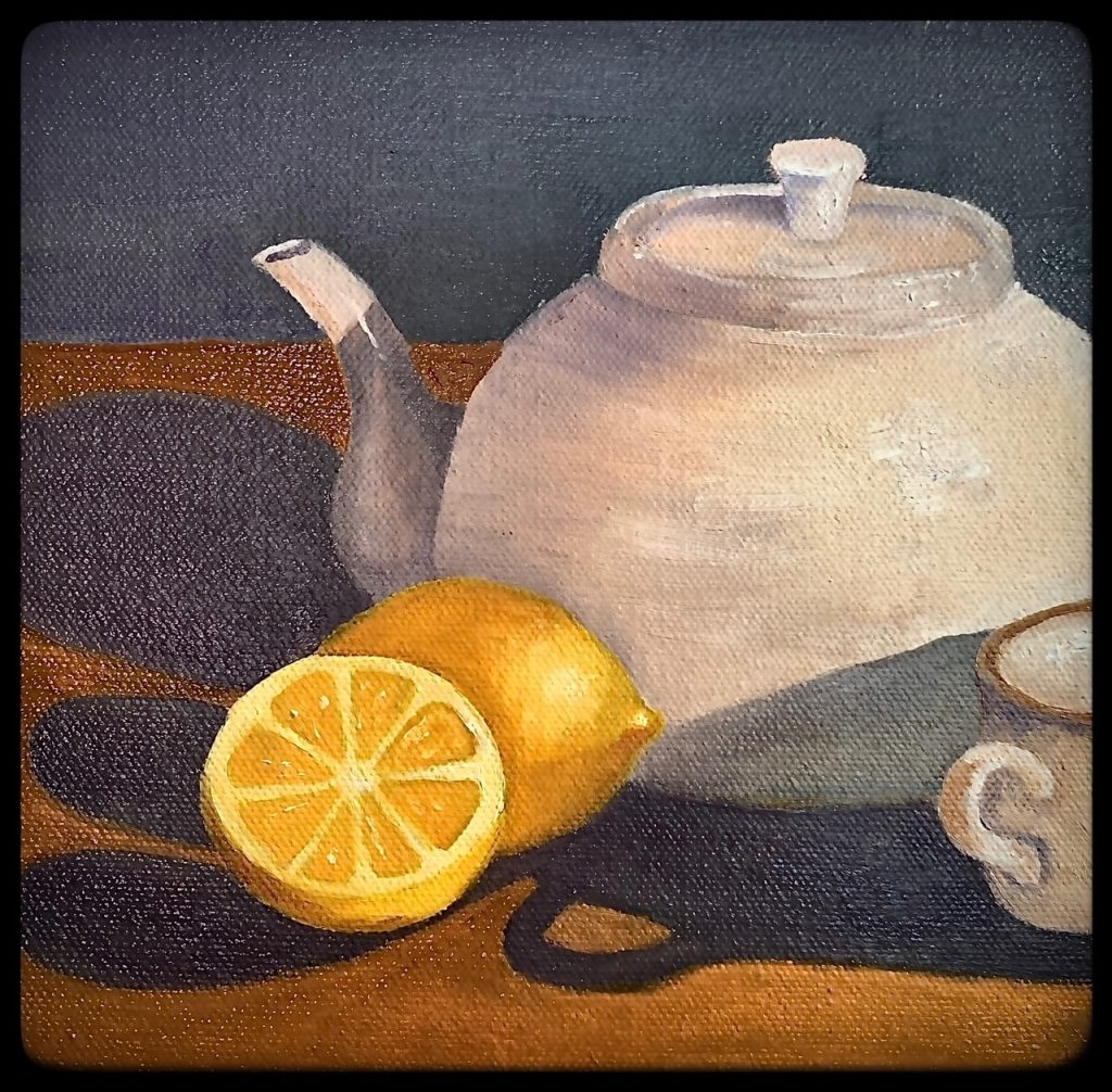 Teatime (oil on canvas), 8x8 - NFS