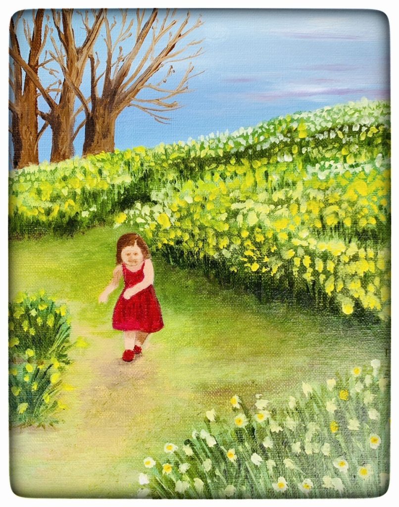 "Springtime stroll" (oil on canvas), 8x10" - NFS