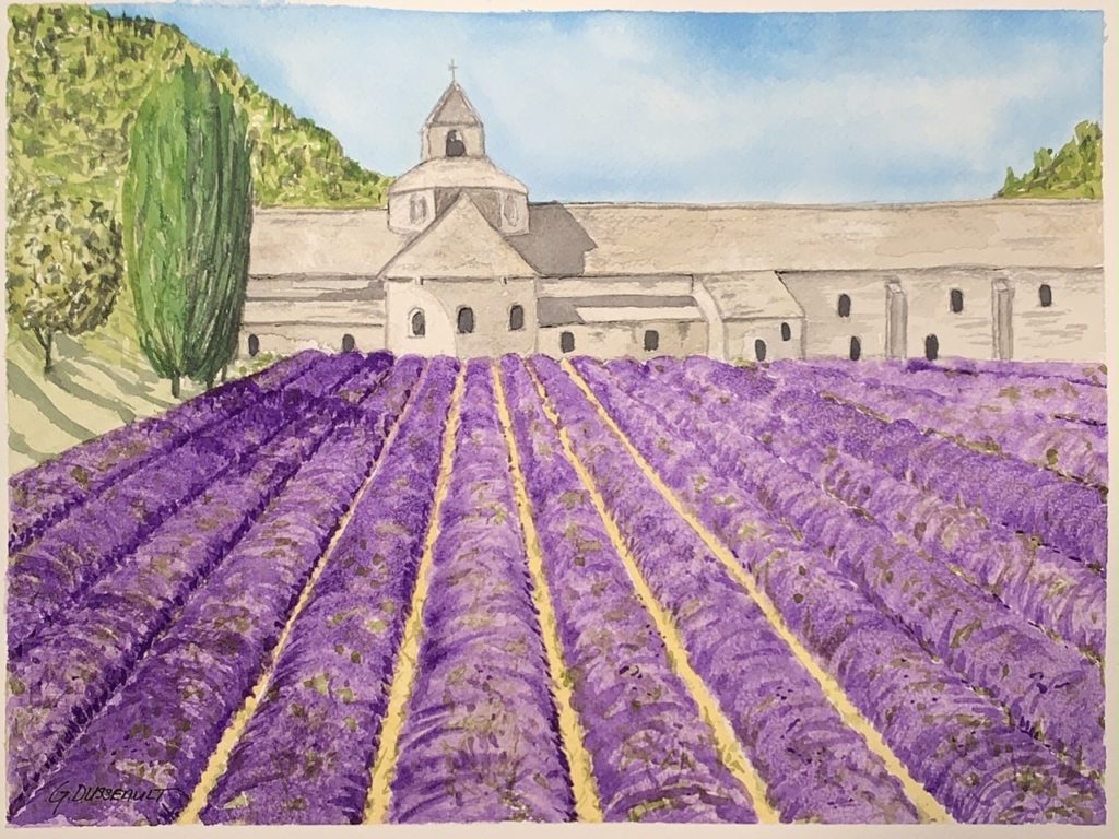 Abbaye Notre-Dame de Senanque (watercolor), 9 x 12 - NFS