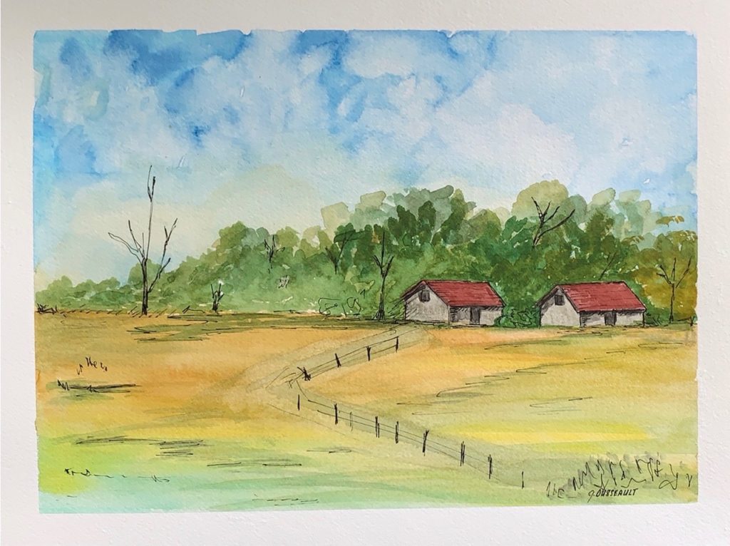"Red Roof Stables" (watercolor) - Negotiable