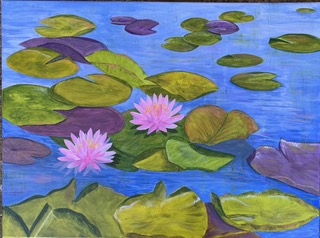 Water Lilies, Roger Williams Park (acrylic on canvas), 18x24 - $250