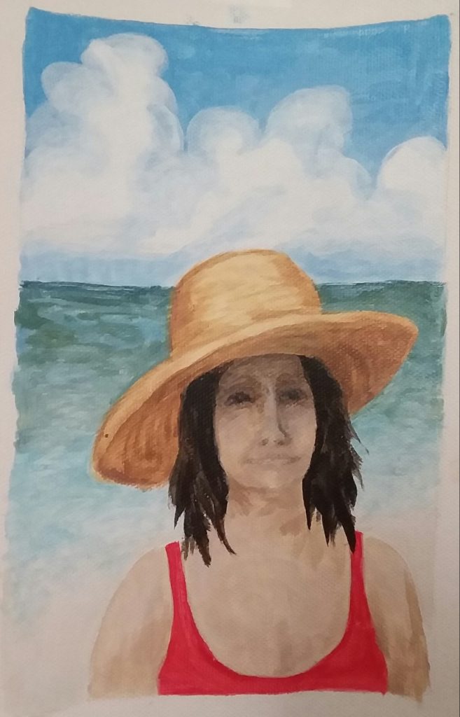 Girl at the Beach (acrylic on canvas), 5x7” - NFS