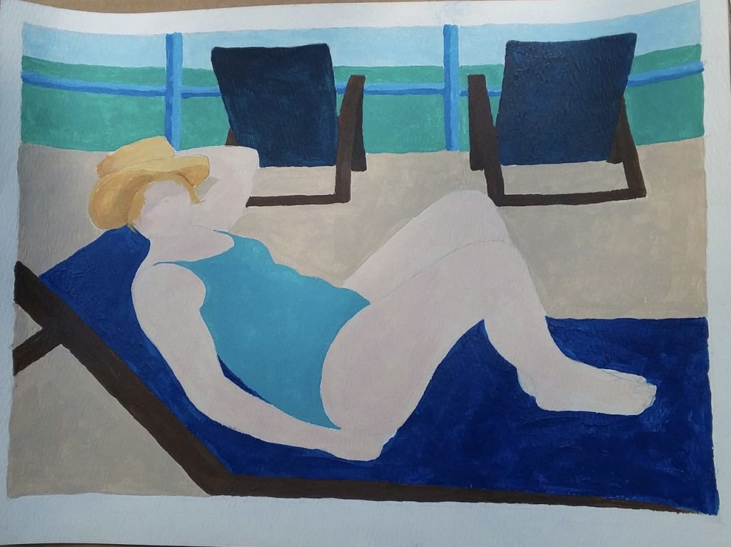 Bathing Beauty (acrylic on paper), 8.5x12 - NFS